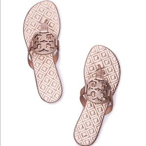Tory Burch Quilted Miller Marion Sandals Rose Gold
